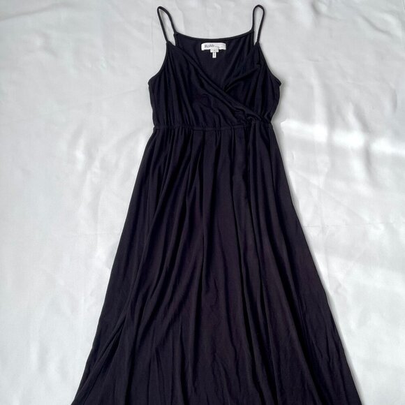 Rohb by Joyce Azria Long Black Maxi Faux Wrap Dress, Size XS - Picture 1 of 14